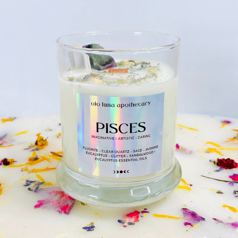 Pisces Zodiac Candle: Wooden Wick