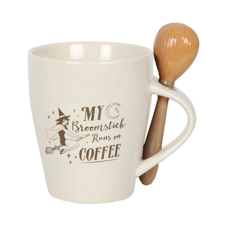 15318 My Broomstick Runs on Coffee Mug & Spoon Halloween Set