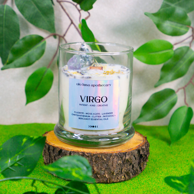 Virgo Zodiac Candle: Wooden Wick