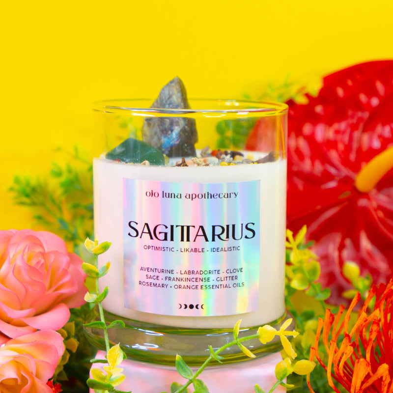 Sagittarius Zodiac Candle: Wooden Wick