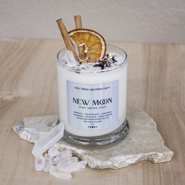 New Moon Intention Candle: Wooden Wick