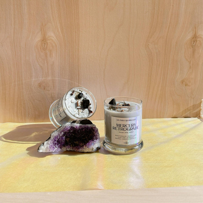 Mercury Retrograde Intention Candle: Wooden Wick