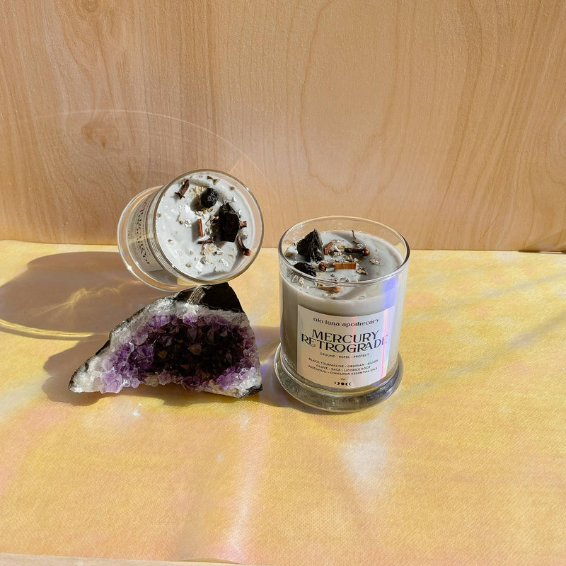 Mercury Retrograde Intention Candle: Wooden Wick