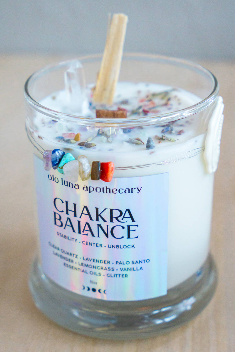 Chakra Balance Intention Candle: Wooden Wick