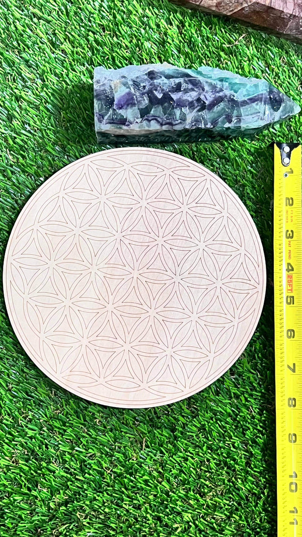 Flower of Life Wooden Crystal Grid