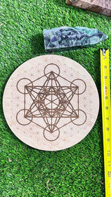 Double Sided Wooden Metatrons Cube Crystal Grid & Pendulum Board