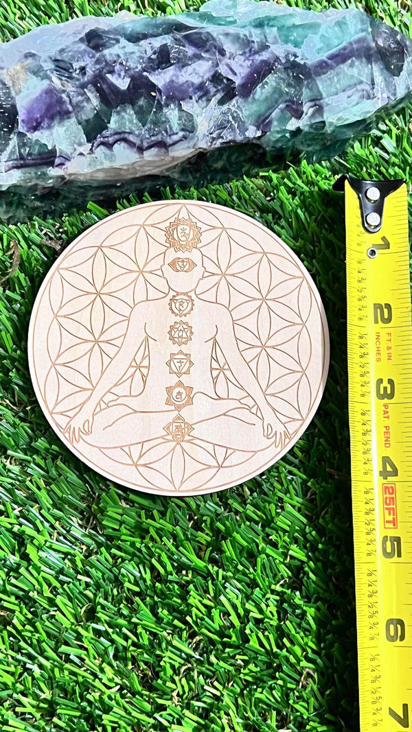 Mini Yoga Chakra Wooden Crystal Grid