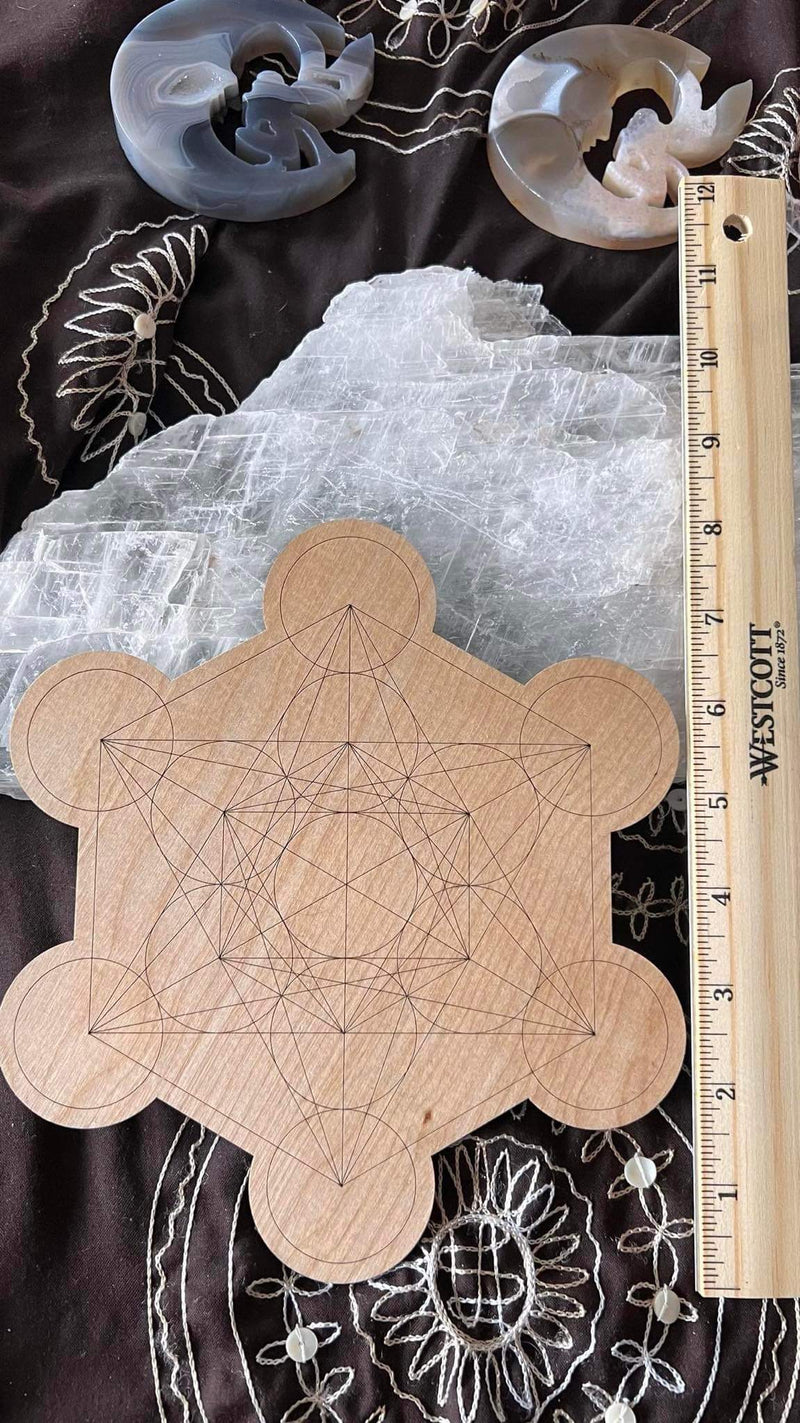 Metatrons Cube Wooden Crystal Grid