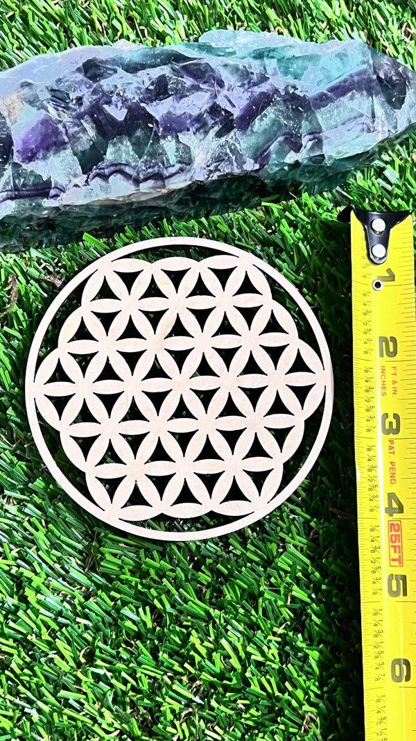 Mini Flower of Life Wooden Crystal Grid