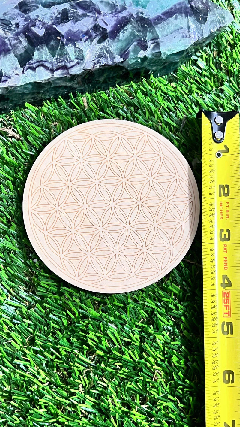 Mini Solid Flower of Life Wooden Crystal Grid