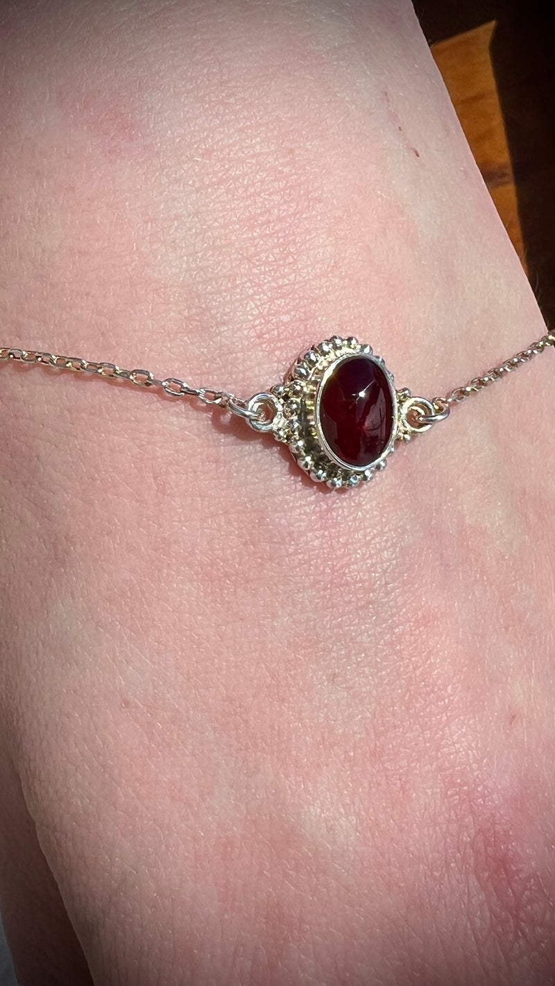 Garnet Dainty Bracelet