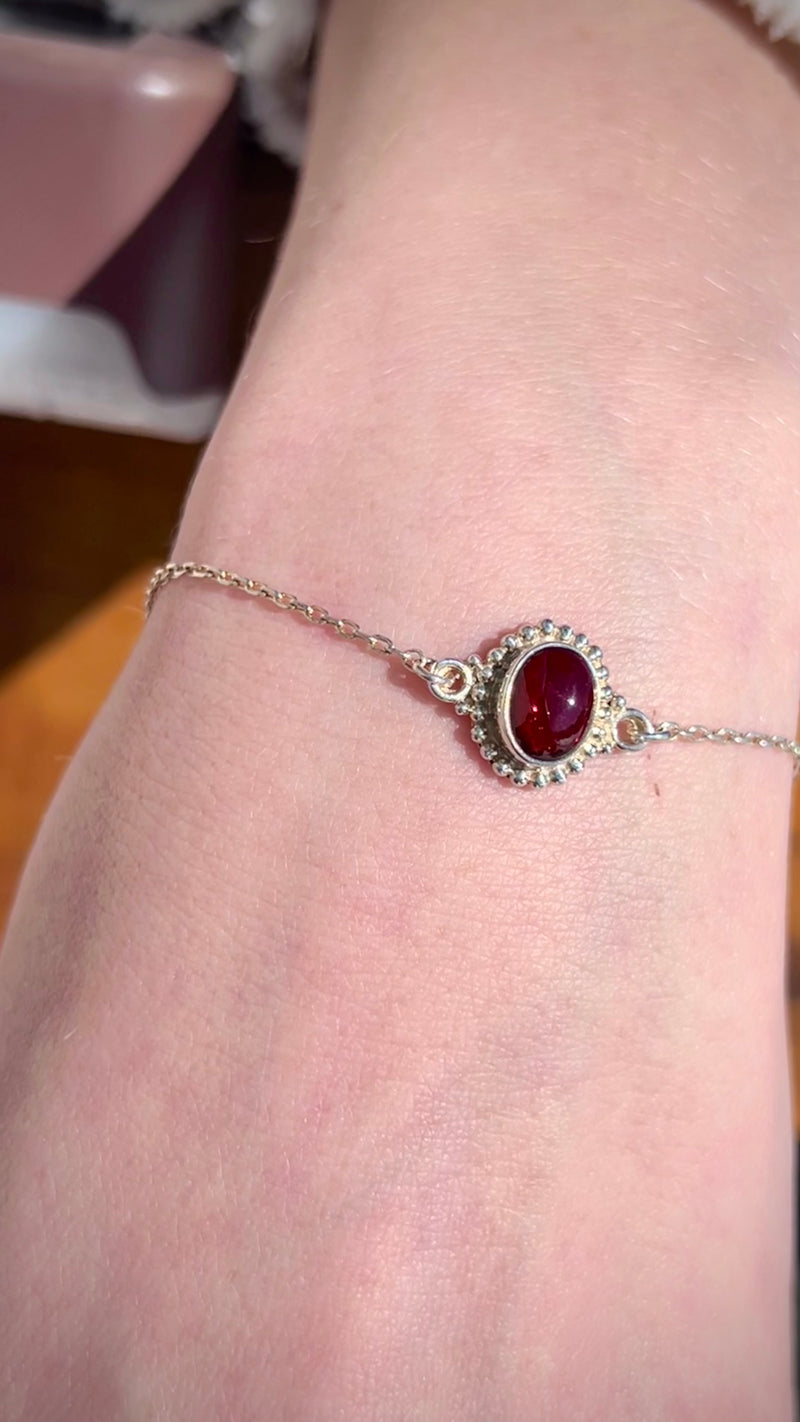 Garnet Dainty Bracelet