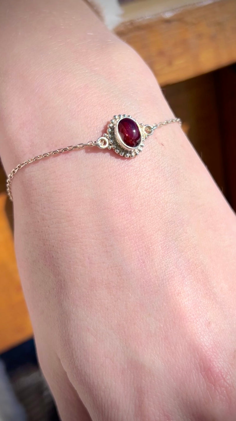 Garnet Dainty Bracelet