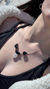 Black Tourmaline & Moonstone - Protection & Intuition Necklace