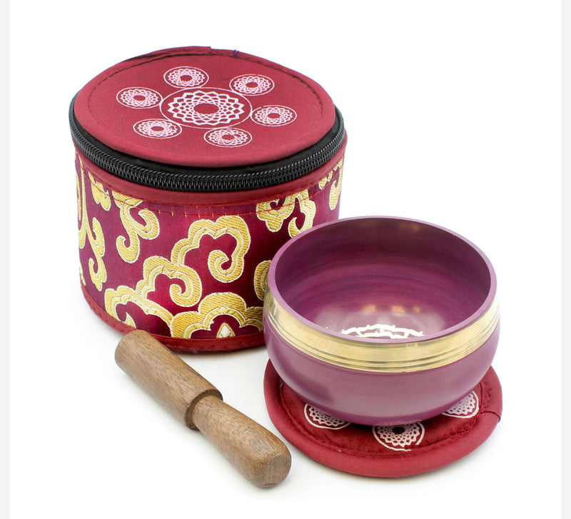 Chakra Singing Bowl in Silk Case - Violet / Crown