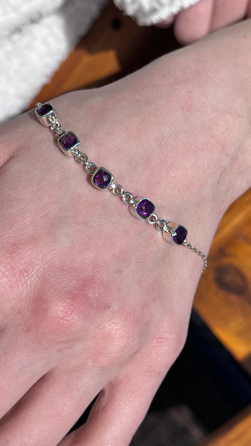 Amethyst 5 Stone Bracelet