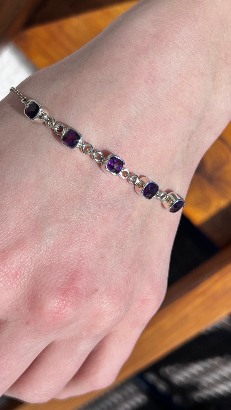 Amethyst 5 Stone Bracelet