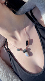 Black Tourmaline & Moonstone - Protection & Intuition Necklace